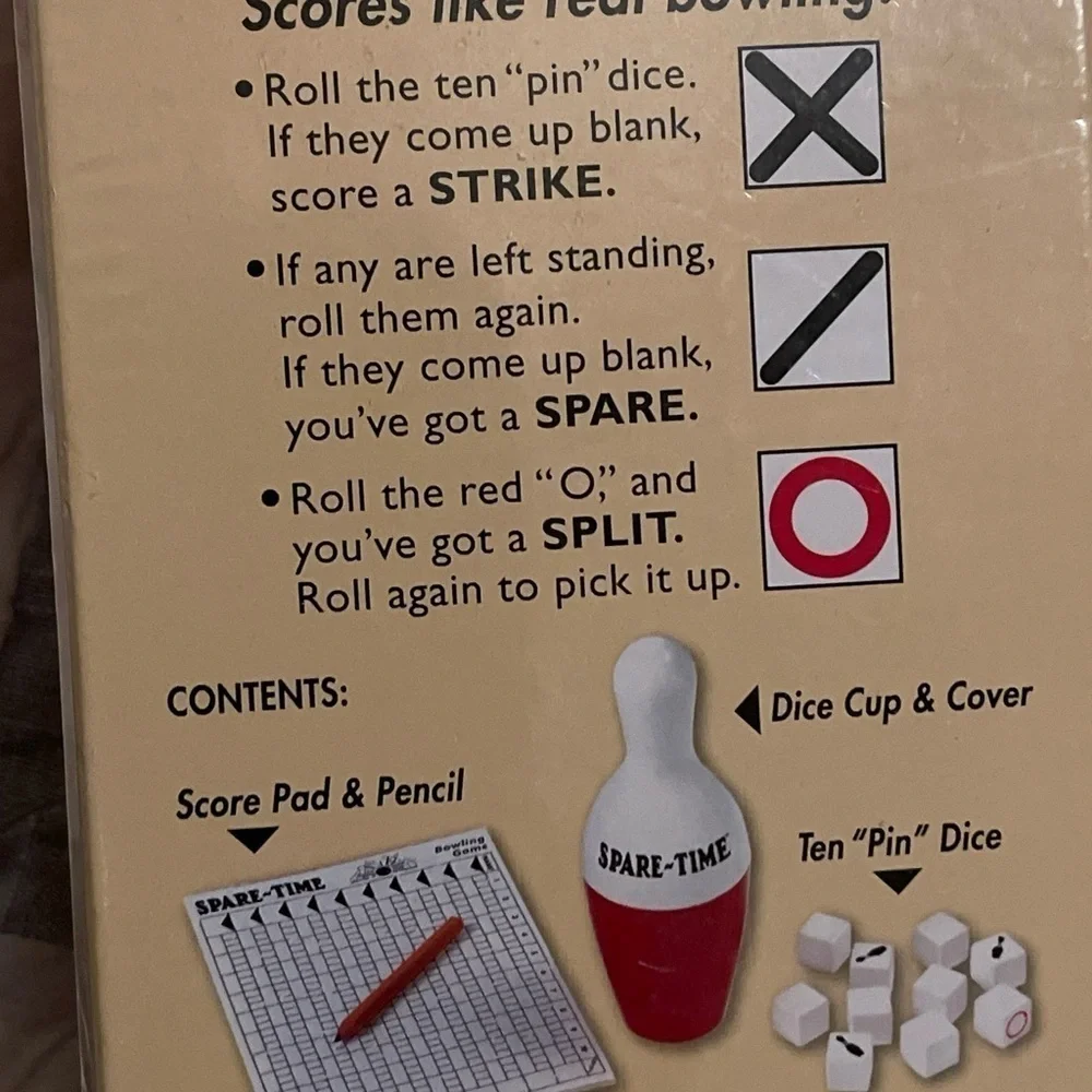 Spare Time Bowling Game - Played with Dice - Scores Like Bowling! New Sealed